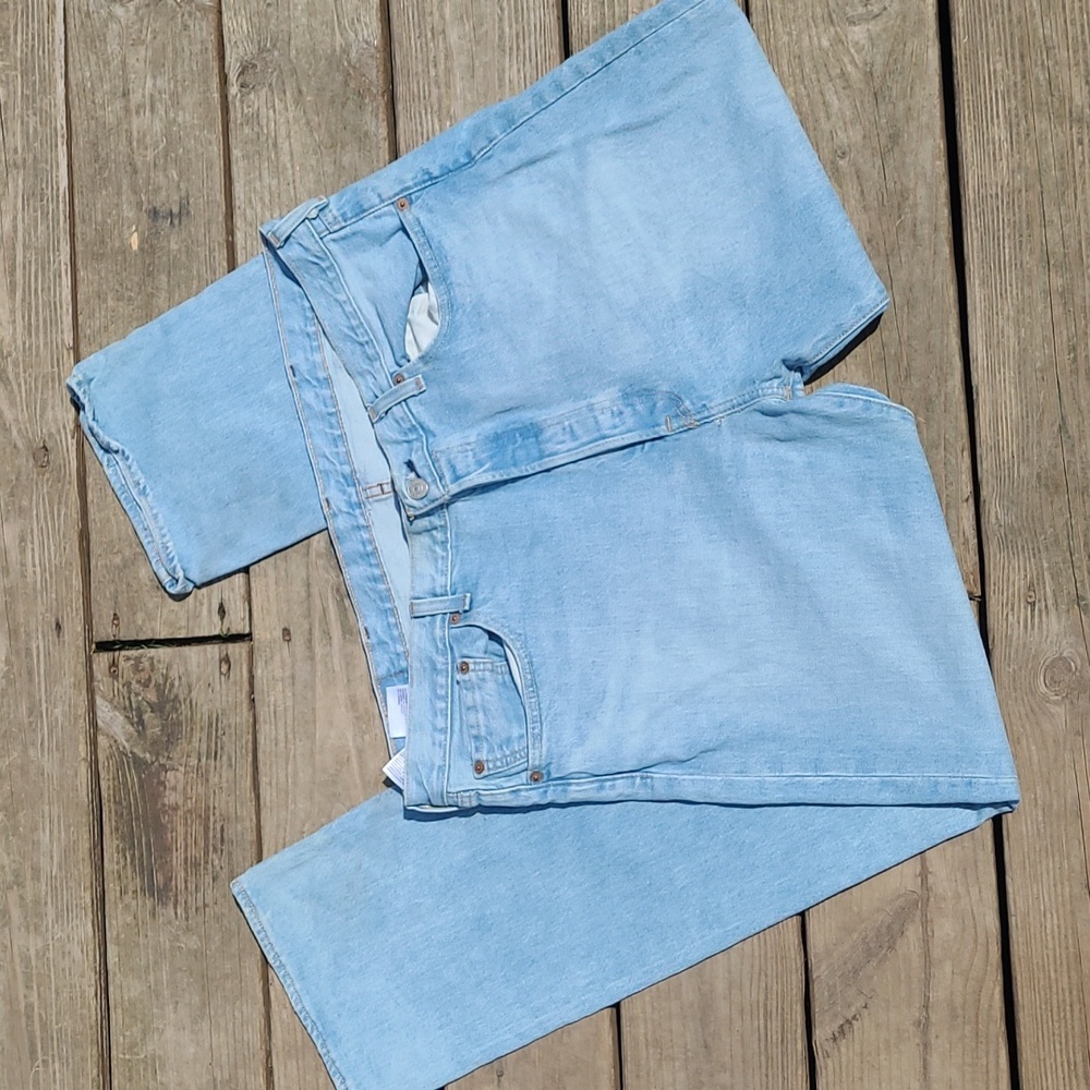 Vintage 90s RARE Levi's 501 XX Button Fly Light Wash Blue Denim Jeans Size 38x30
